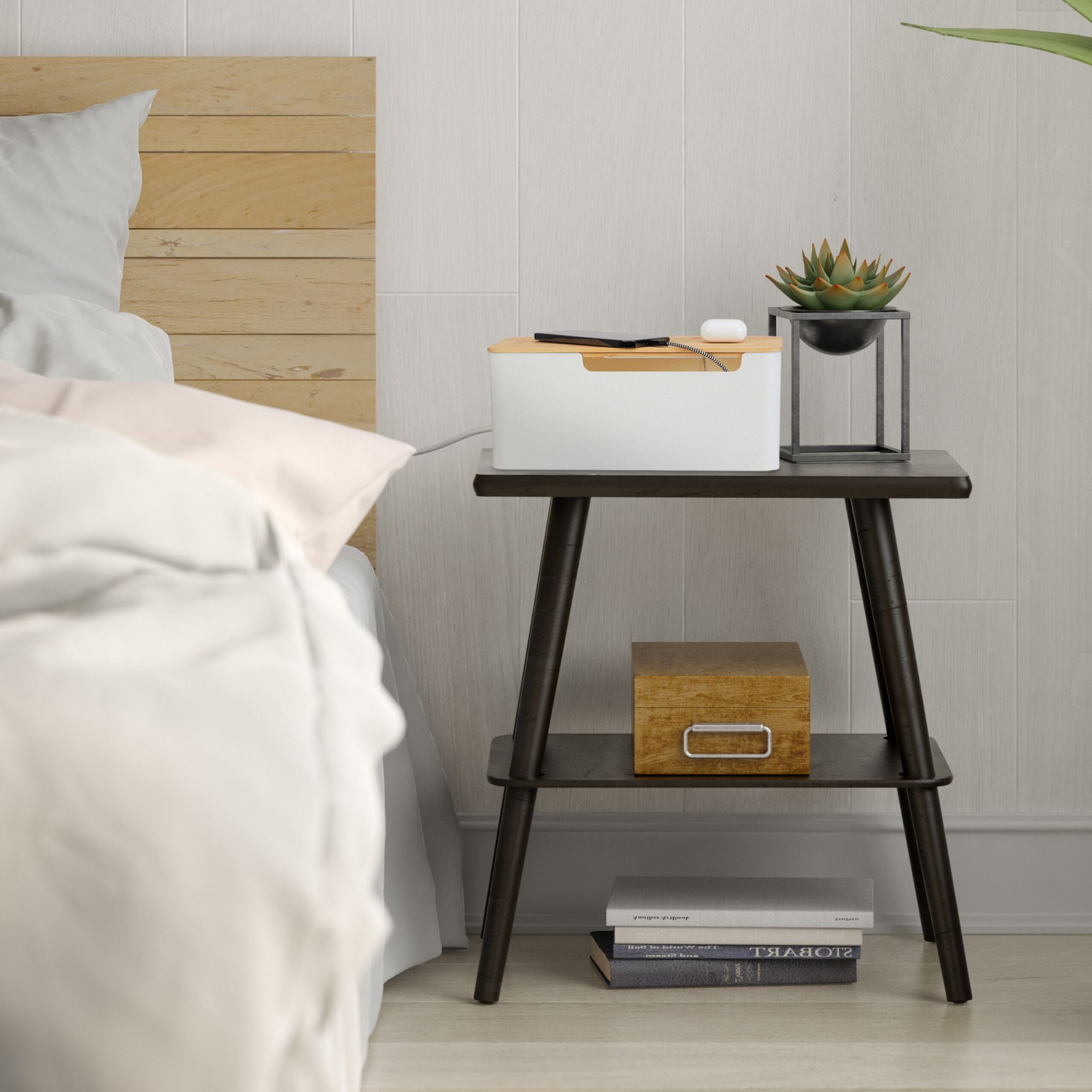 Kabelbox mit Bambusdeckel