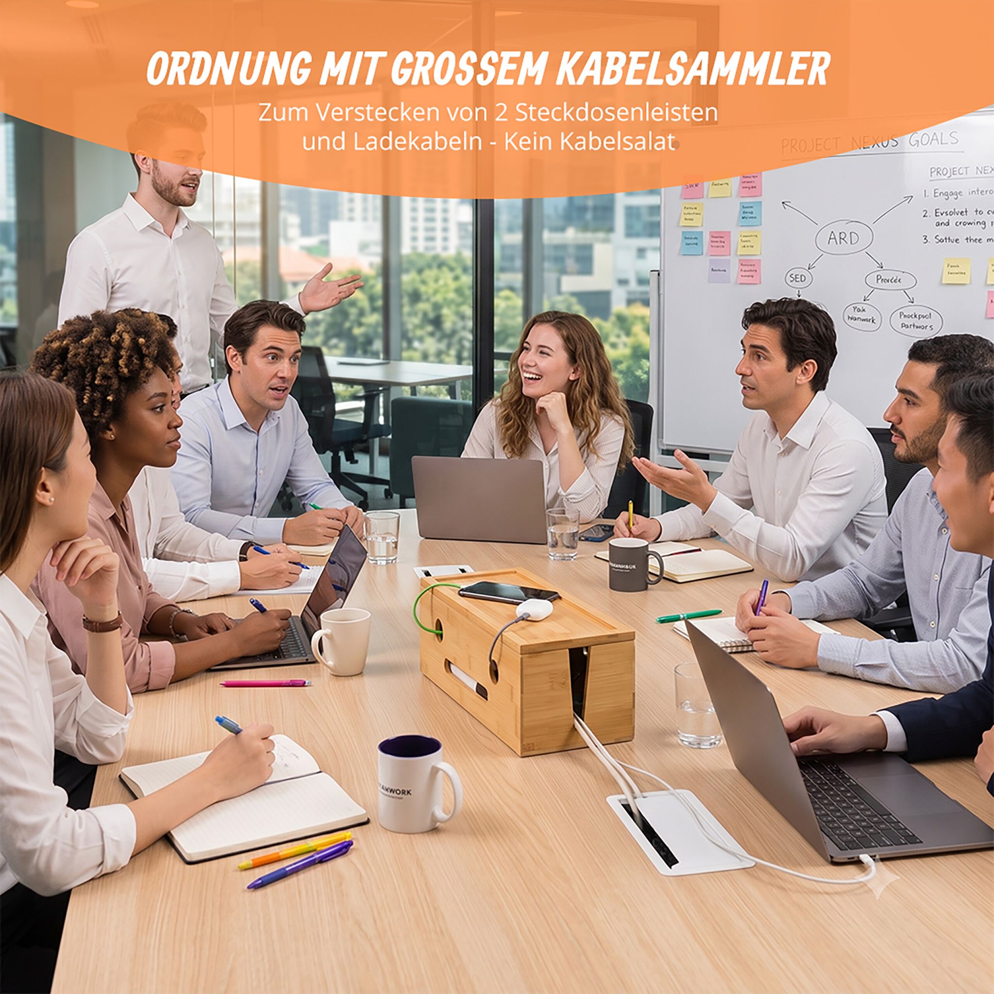Kabelbox aus Bambus
