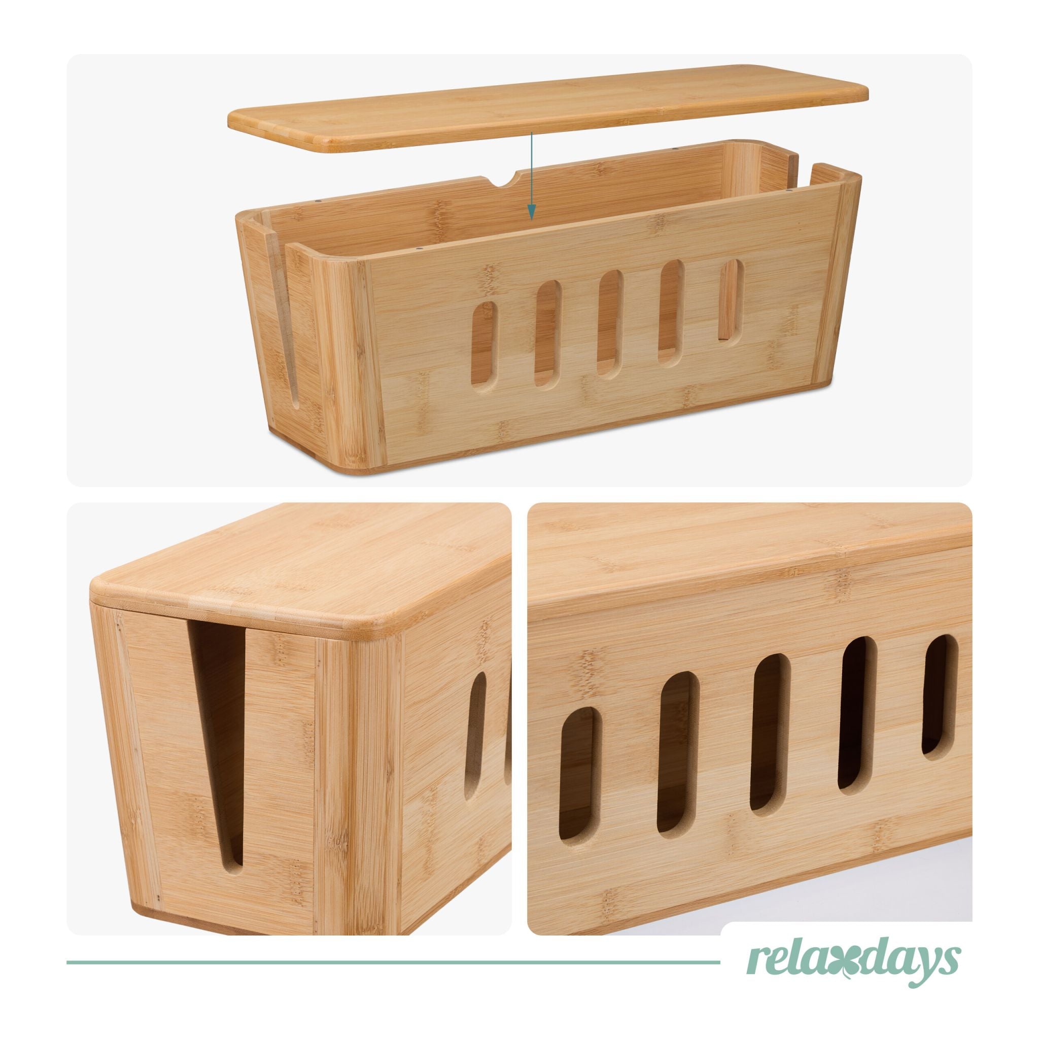 Die hochwertige Kabelbox, von der du dir wünschen wirst, sie früher entdeckt zu haben. Genieße das Gefühl eines aufgeräumten und harmonischen Zuhauses. Verwandle Kabel-Chaos in ein Wohngefühl, das begeistert.
