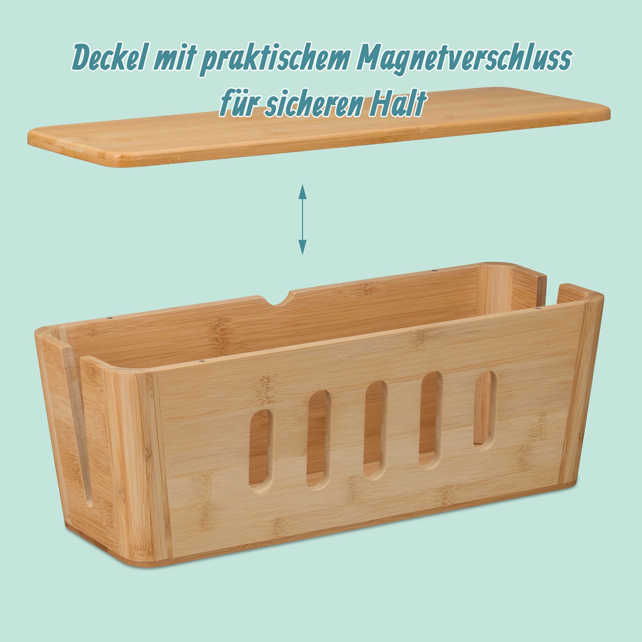 Die hochwertige Kabelbox, von der du dir wünschen wirst, sie früher entdeckt zu haben. Genieße das Gefühl eines aufgeräumten und harmonischen Zuhauses. Verwandle Kabel-Chaos in ein Wohngefühl, das begeistert.