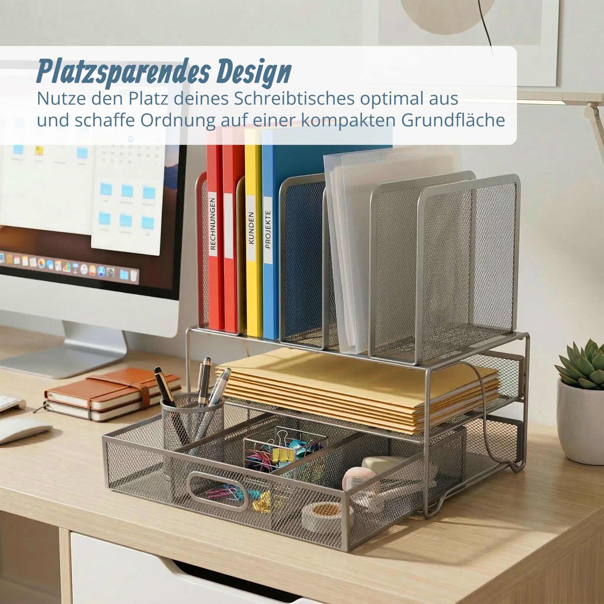 Schreibtisch Organizer mit Schublade – Premium Ordnungssystem für Home Office & Büro