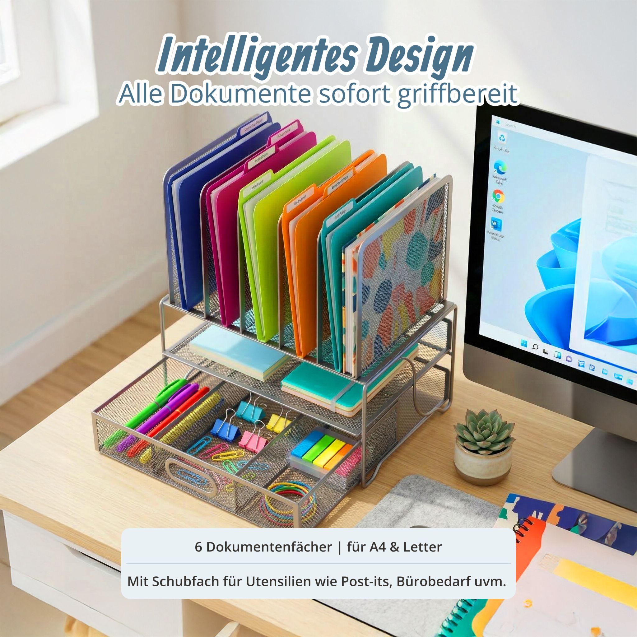 Schreibtisch Organizer mit Schublade – Premium Ordnungssystem für Home Office & Büro