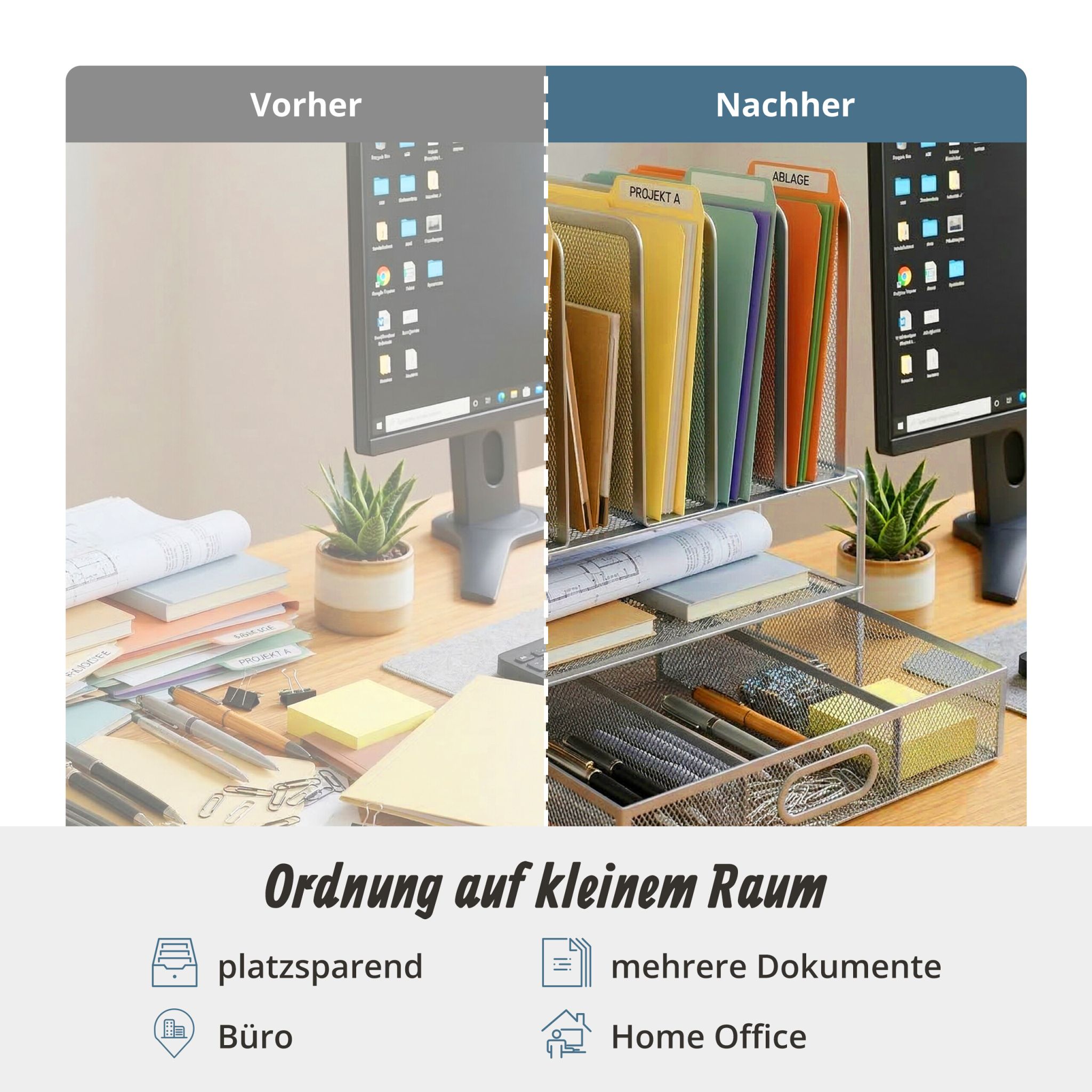Schreibtisch Organizer mit Schublade – Premium Ordnungssystem für Home Office & Büro