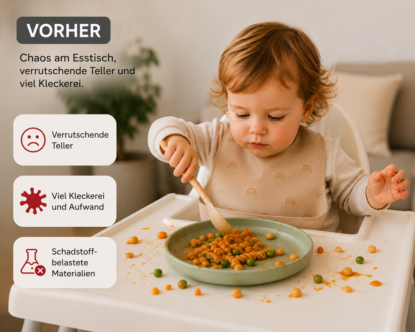 Kinderteller Bambus Vorher Bild