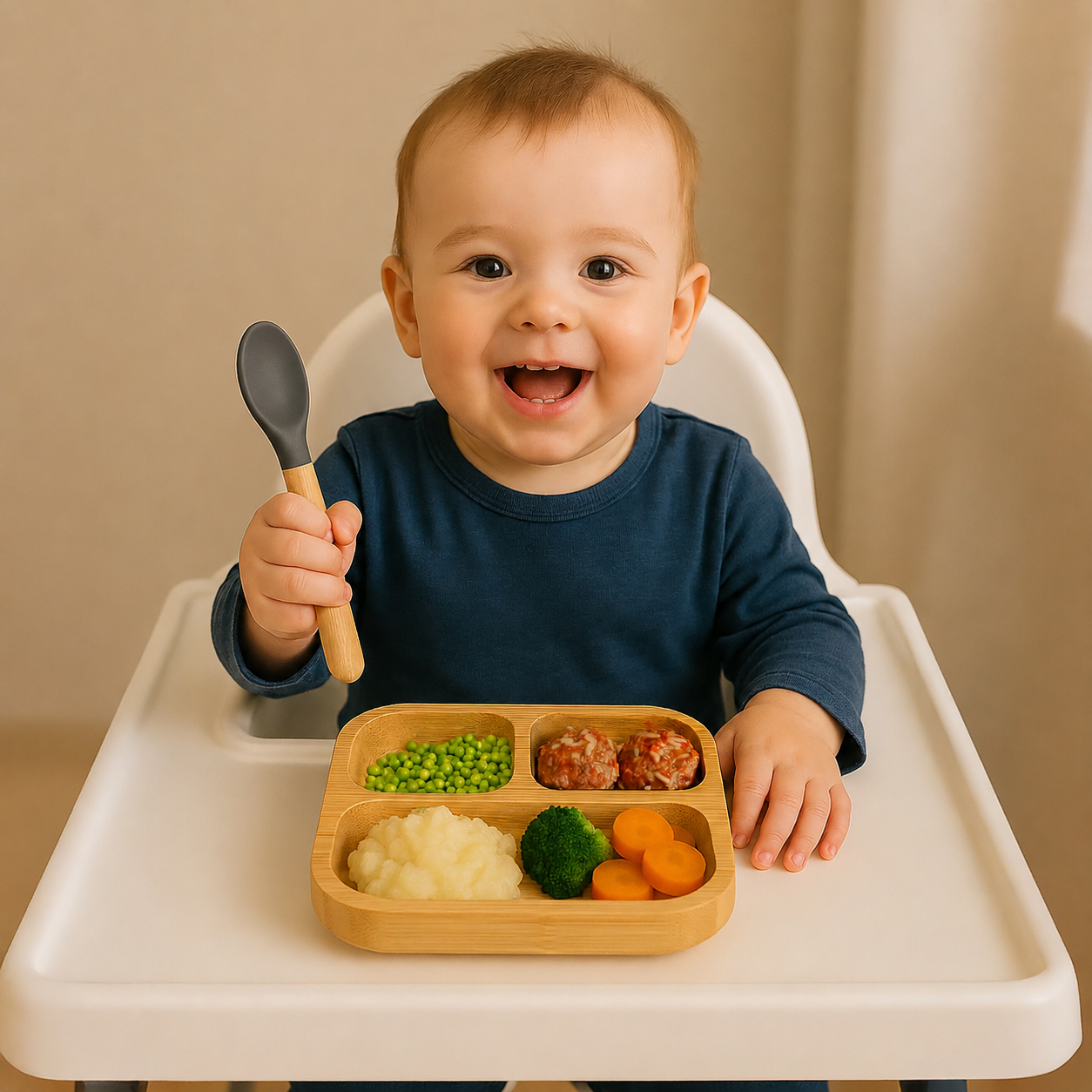 Kinderteller Bambus mit Löffel